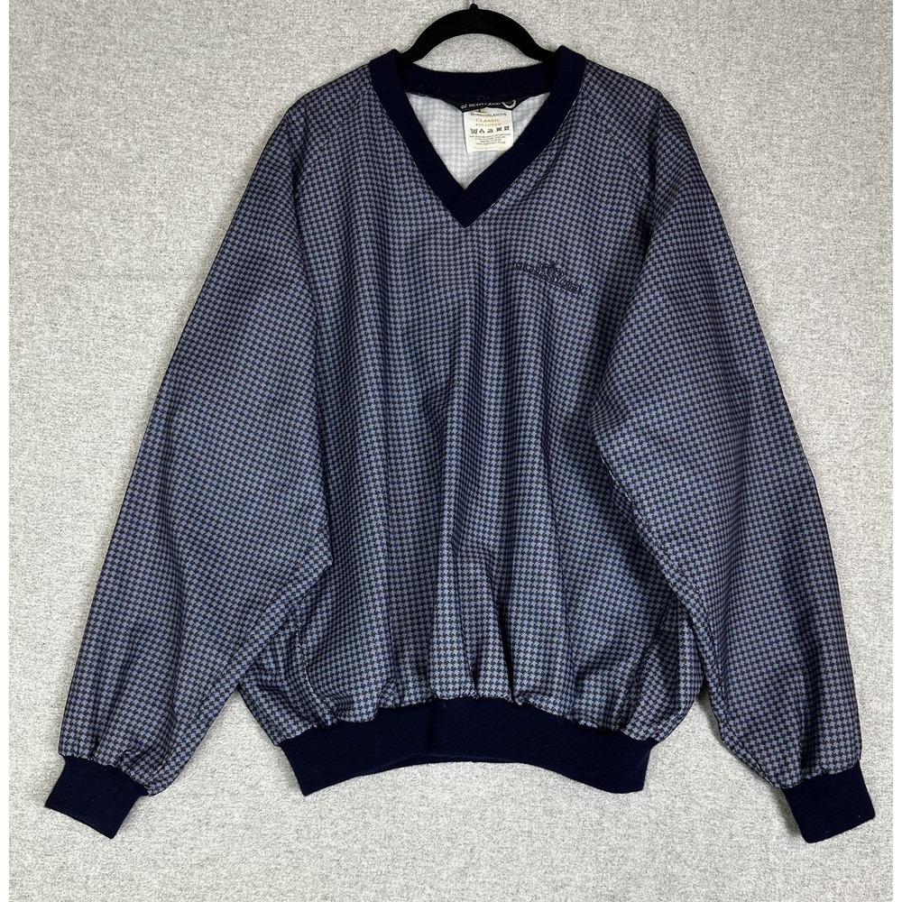 Sunderland of Scotland Pullover Mens Large Houndstooth V Neck Golf Windshirt